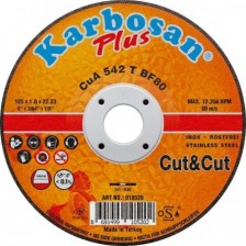 Pjovimo diskas nerūdijančiam plienui (INOX) Karbosan 125 x 1.0 x 22.23 mm, CuA, P542, T, T41