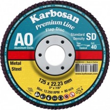 Žiedlapinis šlifavimo diskas Karbosan Premium Line 125 x 22.23 mm, AXPR11, SD CONIC, 40 grūdėtumas